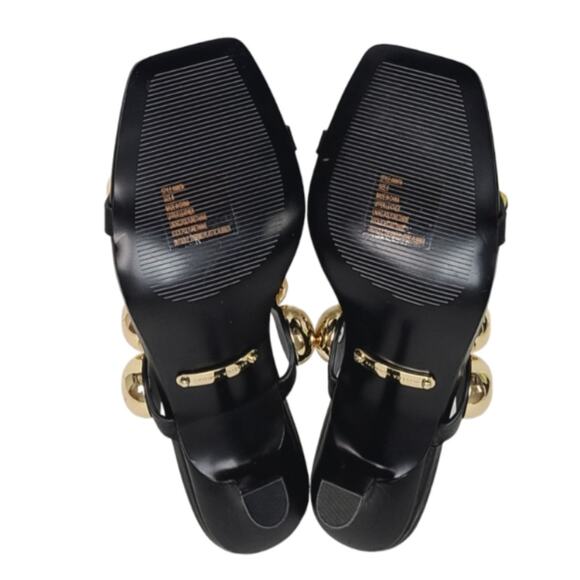 Rebecca Minkoff Annita Gold Studded Black Leather Slip-On Heels sz 8 - Picture 6 of 7